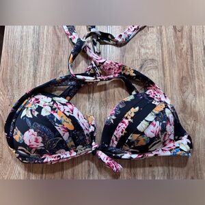 Floral Black Bikini Top